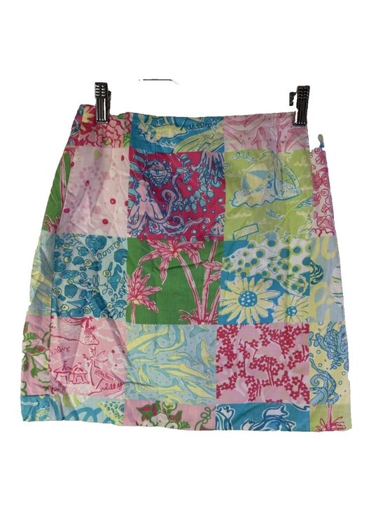 Lilly Pulitzer Dresses & Skirts - Vintage 90s Lilly Pulitzer Rainbow Patchwork Mini Skirt Vacation Resort